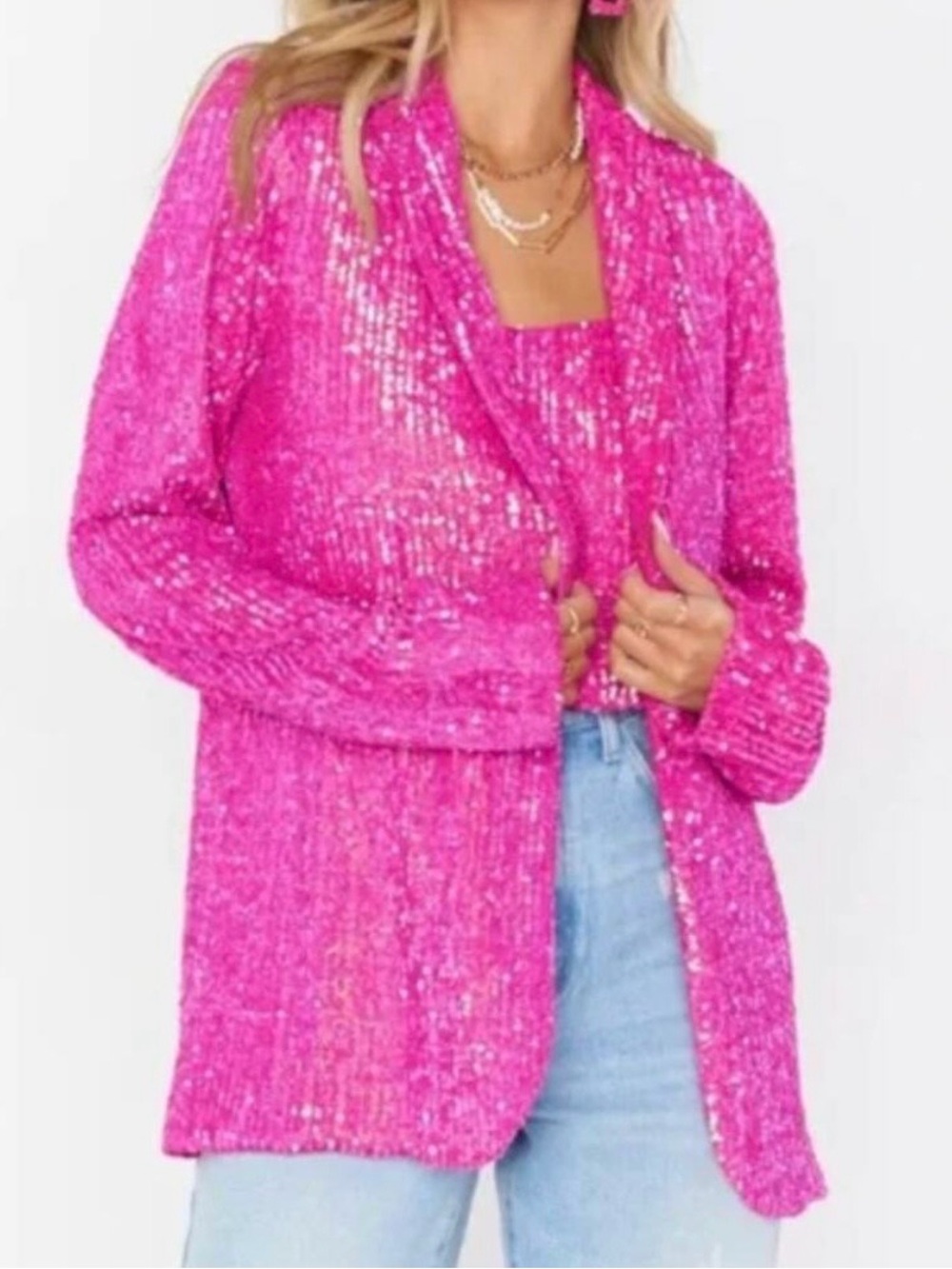 SHOW ME YOUR MUMU Pink Sequin Jacket Blazer Size M